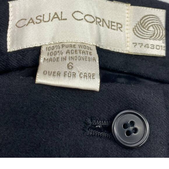 Vintage 90s Casual Corner Pure Wool Pants High Rise Pleated Front Cuffed Black 6 - Picture 7 of 8